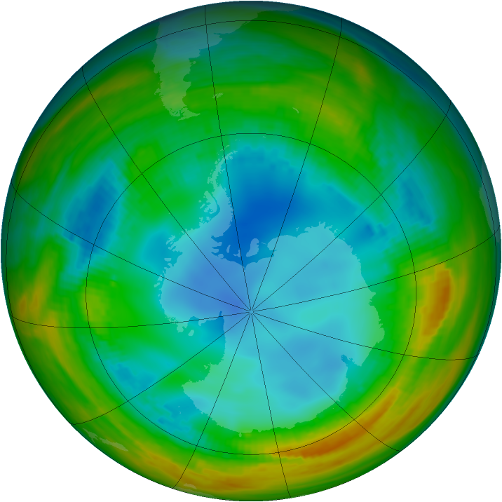 Antarctic ozone map for 30 July 1984